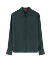 Gucci Women Silk Shirt With Diagonal Motif In Green