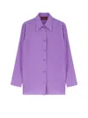 Gucci Long Sleeve Silk Shirt With Pointed Collar In Multi