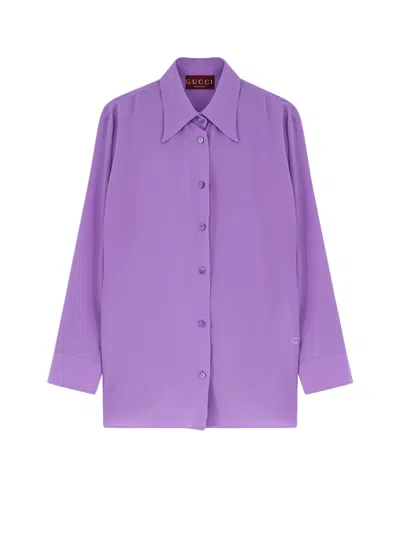GUCCI SILK SHIRT WITH GG EMBROIDERY