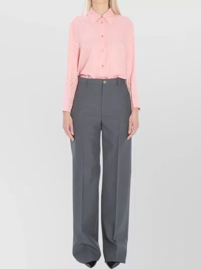 Gucci Silk Shirt With Gg Jacquard Pattern In Pink