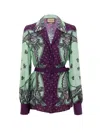 Gucci Silk Shirt With Green Print Menta And Viola  In Green