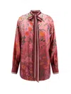 Gucci Silk Floral Shirt In Burgundy