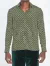 Gucci Horsebit Pattern Silk Long Sleeve Shirt In Green