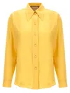 Gucci Silk Crepe Shirt With Pointed Collar In Yellow & Orange