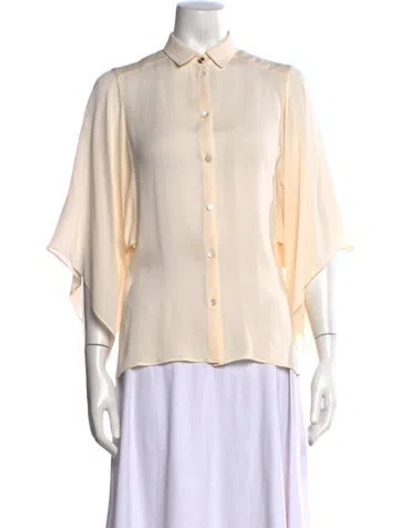 Pre-owned Gucci Silk Short Sleeve Blouse In Neutral