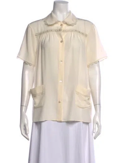 Pre-owned Gucci Silk Short Sleeve Blouse In Neutrals