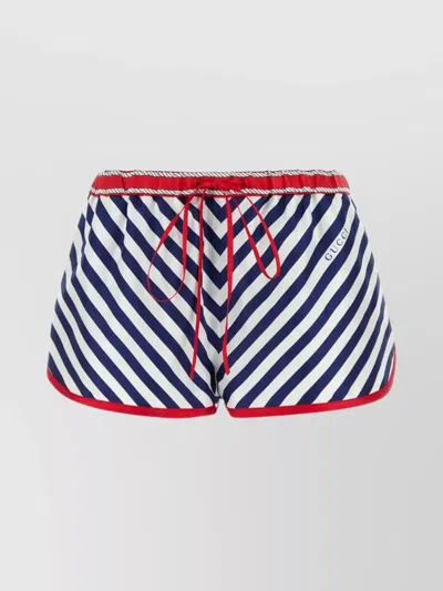 GUCCI SILK SHORTS WITH STRIPED PATTERN AND TRIM