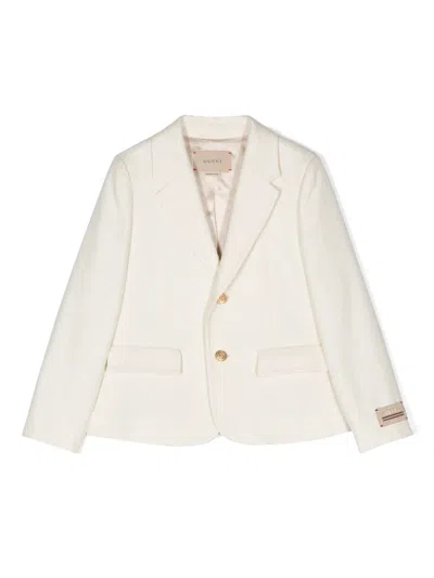 Gucci Kids' Silk Single-breasted Blazer In White