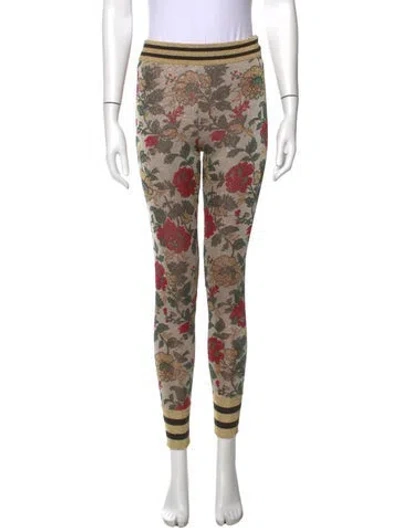 Pre-owned Gucci Silk Skinny Leg Pants In Gold/metallic/neutrals
