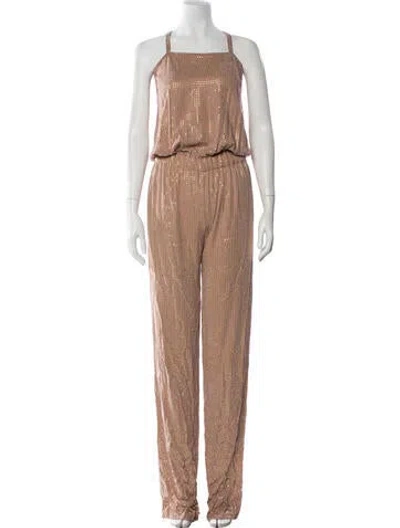Pre-owned Gucci Silk Square Neckline Jumpsuit In Neutral