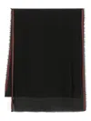 Gucci Gg Silk Cotton Stole With Web Trim In Black