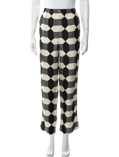 Pre-owned Gucci Silk Straight Leg Pants In Black/neutrals