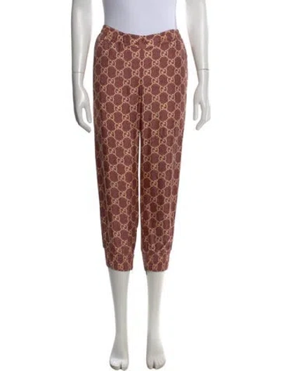 Pre-owned Gucci Silk Straight Leg Pants In Burgundy