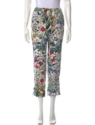 Pre-owned Gucci Silk Straight Leg Pants In Neutrals