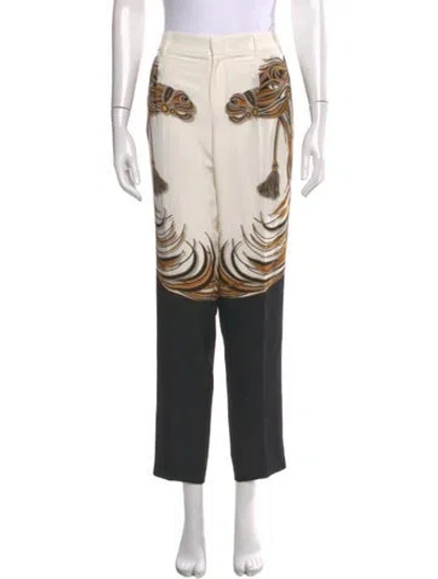 Pre-owned Gucci Silk Straight Leg Pants In White
