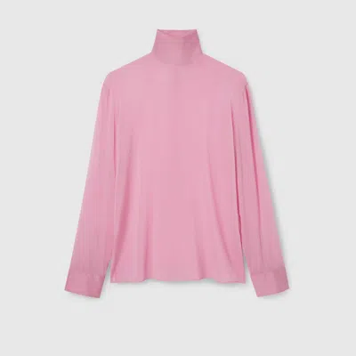 Gucci Silk Stretch Chiffon Shirt In Pink