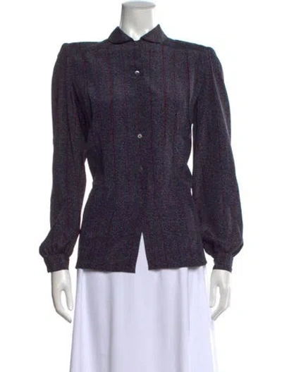 Pre-owned Gucci Silk Striped Blouse In Blue