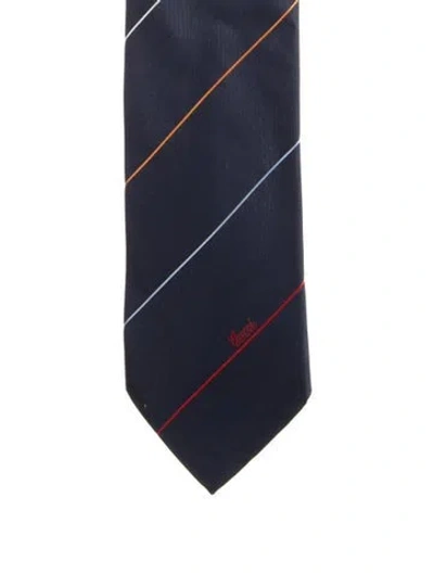 Pre-owned Gucci Silk Striped Tie In Blue