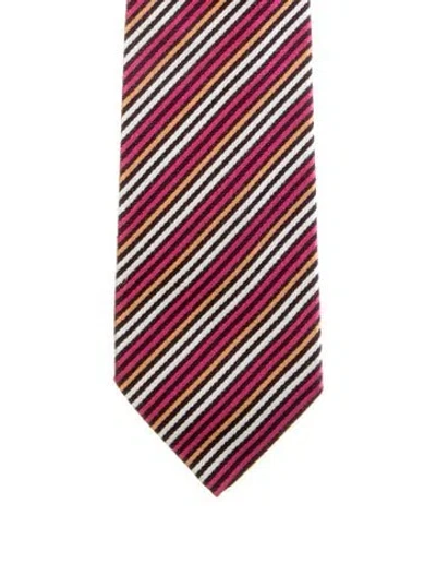 Pre-owned Gucci Silk Striped Tie In Pink