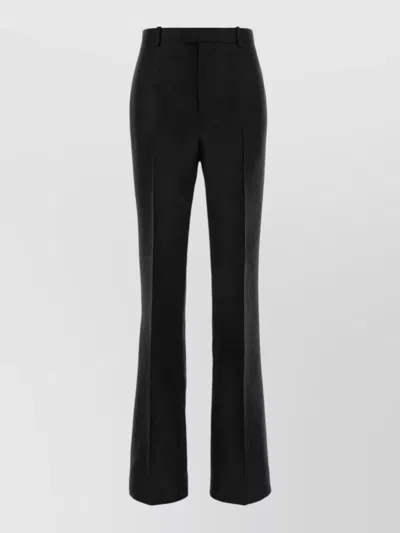 Gucci Silk Tailored Pants Belt Loops Flared Leg In Black