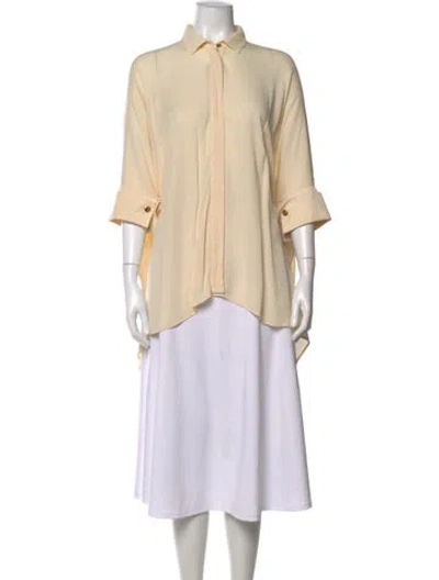 Pre-owned Gucci Silk Three-quarter Sleeve Blouse In Neutrals
