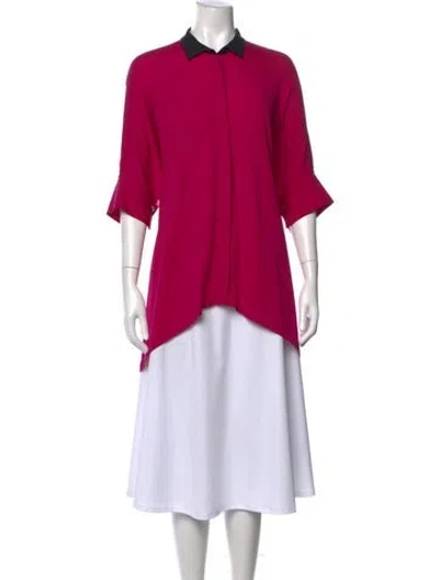 Pre-owned Gucci Silk Three-quarter Sleeve Blouse In Pink