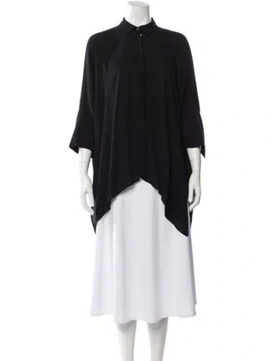 Pre-owned Gucci Silk Three-quarter Sleeve Tunic In Black