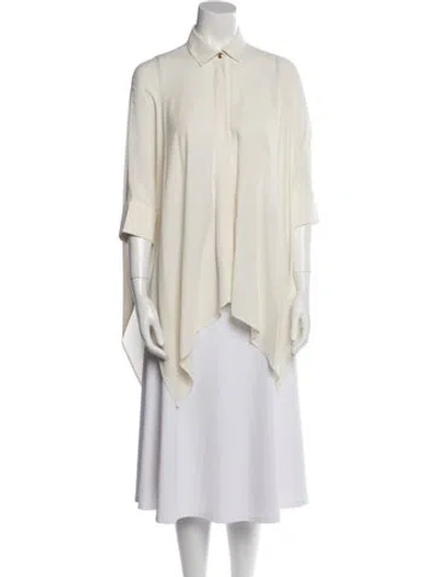 Pre-owned Gucci Silk Three-quarter Sleeve Tunic In Neutral