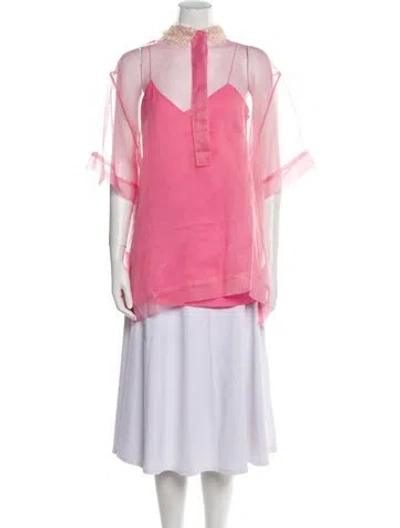 Pre-owned Gucci Silk Three-quarter Sleeve Tunic W/ Tags In Pink