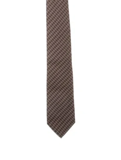 Pre-owned Gucci Silk Tie In Brown