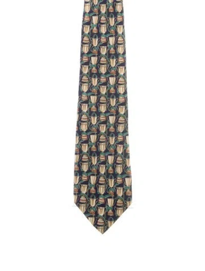 Pre-owned Gucci Silk Tie In Green