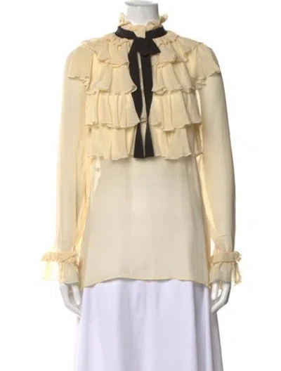Pre-owned Gucci Silk Tie Neck Blouse In Black/neutrals