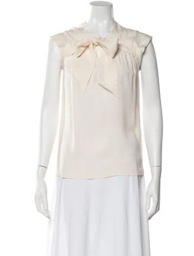 Pre-owned Gucci Silk Tie Neck Blouse In Neutral