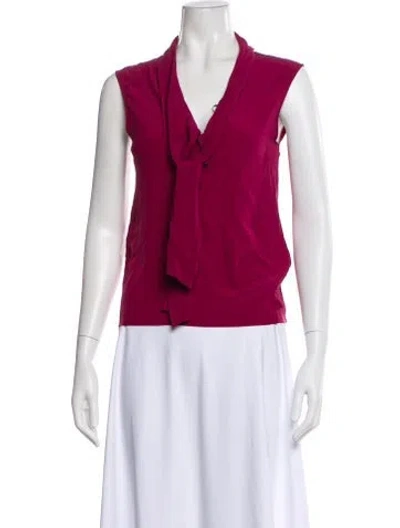 Pre-owned Gucci Silk Tie Neck Blouse In Pink