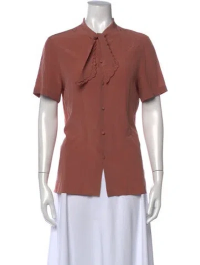 Pre-owned Gucci Silk Tie Neck Blouse In Pink