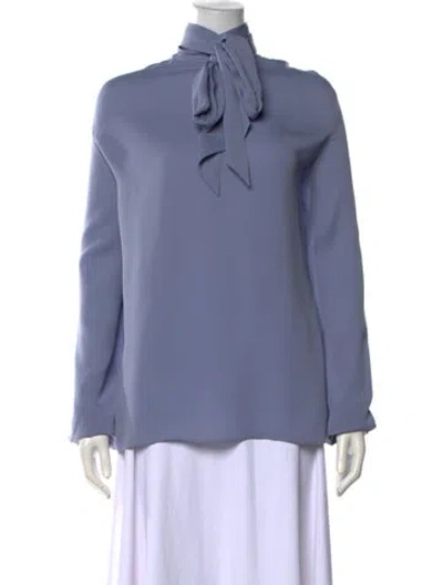 Pre-owned Gucci Silk Tie Neck Blouse In Purple