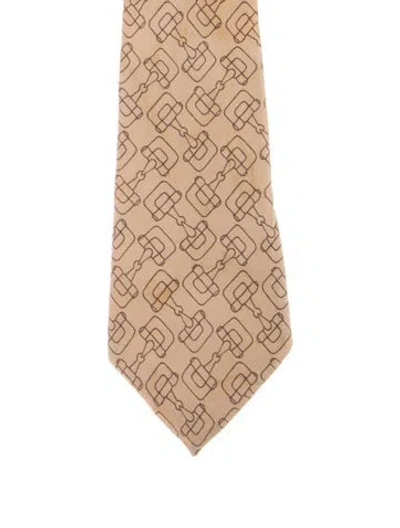 Pre-owned Gucci Silk Tie In Neutrals