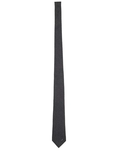 Gucci Slim Jacquard Silk Tie With Bit Pattern In Black