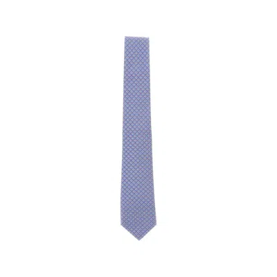 Gucci Silk Tie With Double G Motif In Blue