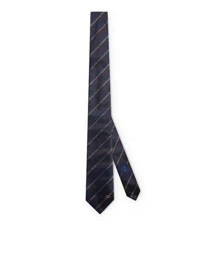 Gucci Silk Tie With Hook And Gg Cross In Blue