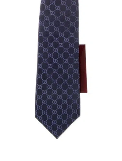 Pre-owned Gucci Silk Tie W/tags In Blue