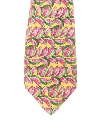Pre-owned Gucci Silk Tie In Yellow
