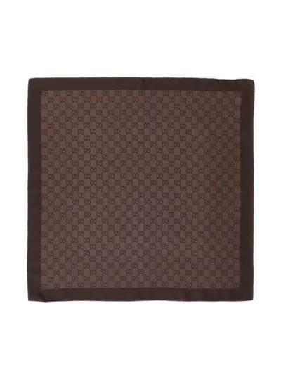 Gucci Silk Trim Scarf 55cm X 55cm In Brown