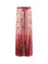 Gucci Floral Print Wide Leg Trousers With Elastic Waistband In Gold