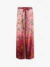 Gucci Floral Print Wide Leg Trousers With Elastic Waistband In Gold