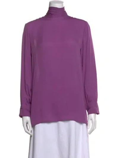 Pre-owned Gucci Silk Turtleneck Blouse In Purple