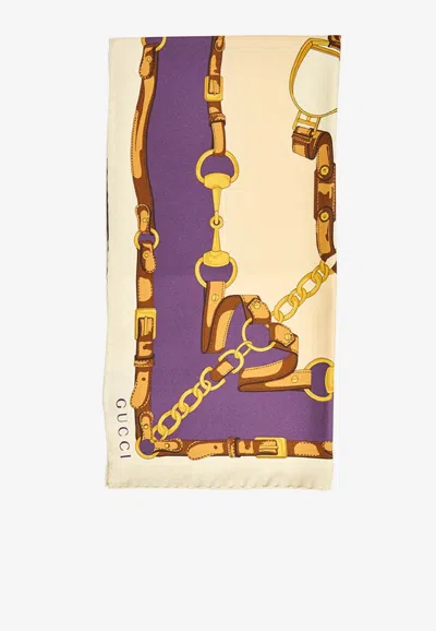 Gucci Silk Twill Carré In Burgundy