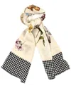 Gucci Silk Twill Flora Houndstooth Scarf (authentic Pre-loved) In Multi