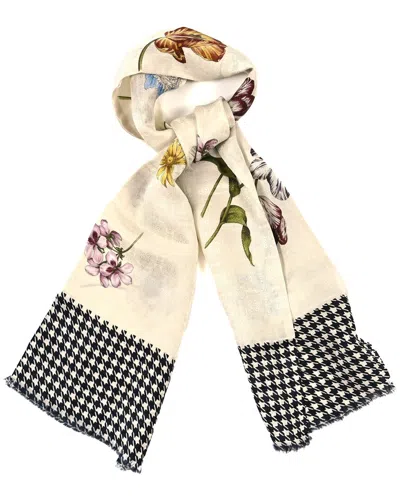 Gucci Silk Twill Flora Houndstooth Scarf (authentic Pre-loved) In Multi