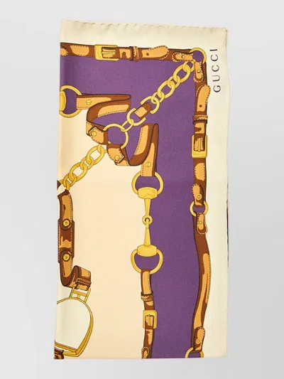 Gucci Silk Twill Horsebit Square Scarf In Neutral